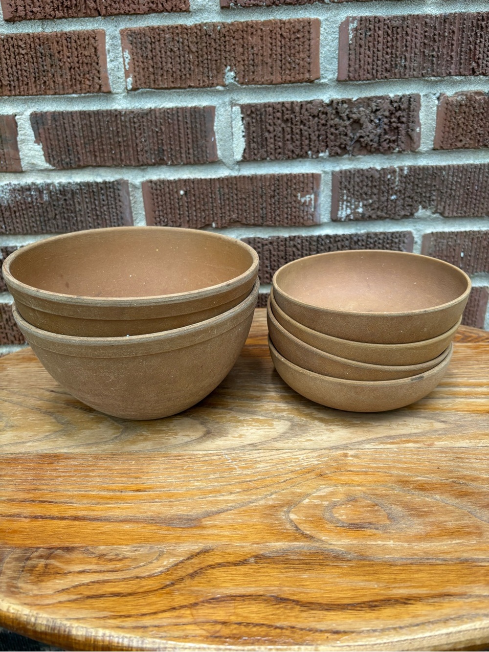 Ellingers Agatized Wood Vintage 4 Bowls #60 2 #21 Sheboygan Wisconsin Set of 6